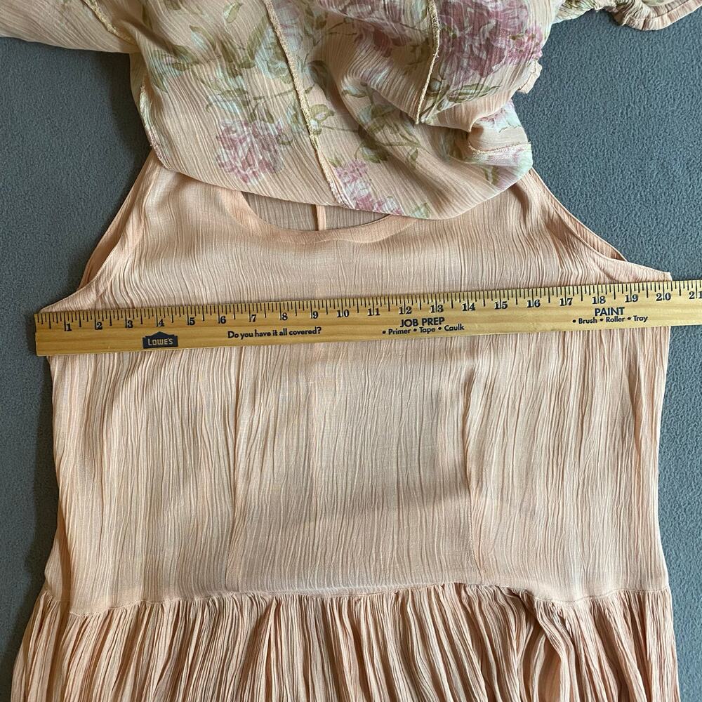 Vtg 90s NOS Romantic Boho Rose Floral Coquette Rayon Tier Maxi Dress L Victorian - Picture 11 of 16